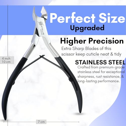 5-in-1 Cuticle Trimmer Set – Professional Cuticle Nipper, Scissors, Pusher, Tweezer & Nail File – Stainless Steel Manicure Pedicure Kit for Women, Salon & Home Nail Care (Matte Black) - color: Matte Black