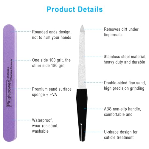 10Pcs Nail Buffer Block Kit, 100/180 Grit Double-Sided - color: Black + Purple