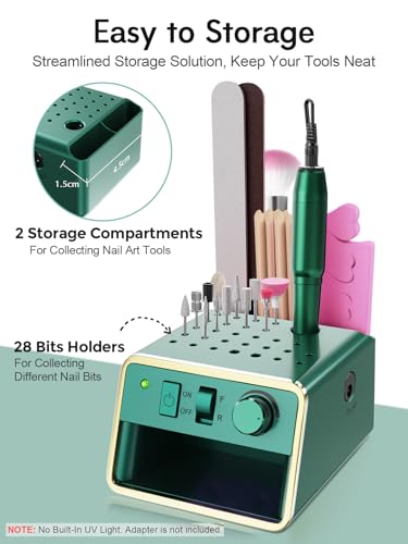 Beloving Nail Drill Machine Electric File, Portable for Acrylic Gel Dip Powder Nails, All in One Nail Drill Kit for Manicure Pedicure, Nail Set with Everything, Dark Green - color: Dark Green