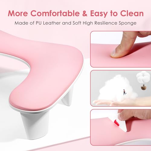 Big Arm Rest for Nails Tech, U-Shaped, for Acrylic Nails, Pink - color: 1nd Gen Pink