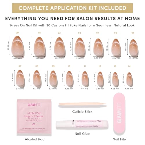 Glamnetic Press On Nails - Short Almond, Glossy Fake Nails 30 Pc Full Kit - color: Earned Not Given