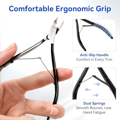 Makartt 2-Pack 7mm Black Cuticle Nipper, Full-Jaw Trimmer, Dual-Spring - size: 2pcsBlack Cuticle Nippers