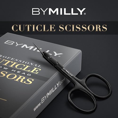 Cuticle Scissors, Curved Blades, Titanium Black, High Carbon Stainless Steel, Hand Sharpened (Arrow Head, Titanium Black) - color: Titanium Black
