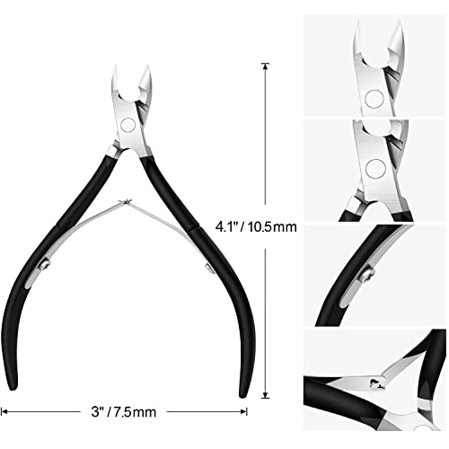 4 Pack Professional Cuticle Nippers, Black Nail Trimmer & Cutter - color: Black