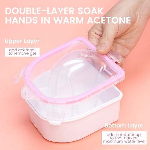 Nail Soaking Bowl Acetone-Proof- 2Pcs Manicure Soak Bowls Kit - color: S1-Pink