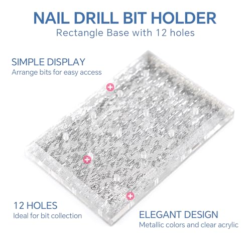 2PCS Nail Drill Bits Holder Acrylic Drill Bit Organizer and Storage - color: 2Pcs Transparent