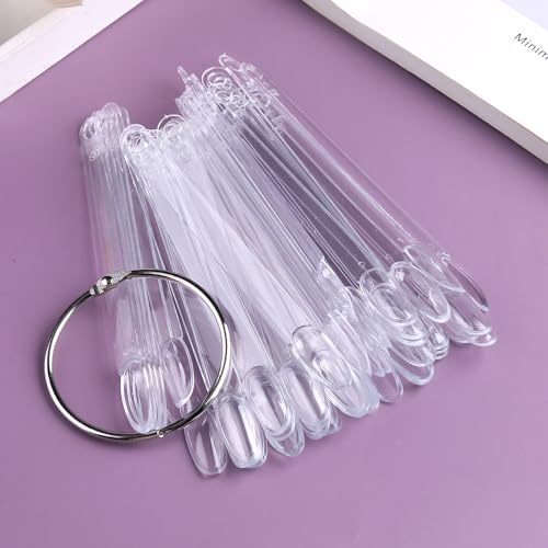 SUTOKAKA 150 Pcs Clear Nail Swatch Sticks with Ring, Oval Shape - color: Clear Oval New 150pcs