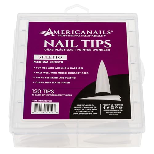 Americanails Nail Tips - Stiletto 120ct - color: Stiletto, size: 120 Nail Tips