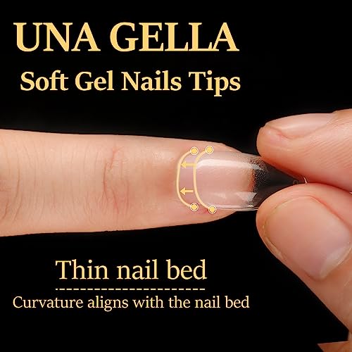 UNA GELLA Short Almond Nail Tips 240PCS Pre-Shape Gel Nail Tips