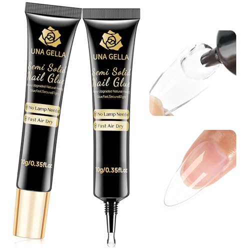 UNA GELLA No Lamp Needed Nail Glue for Press Ons 10ml*2pcs Super Strong