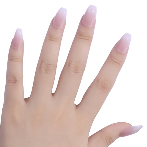 PaintLab Gradient French Press On Nails, Medium Coffin, 24pcs Nail Kit - color: Gradient French
