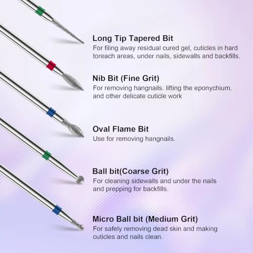 3/32'' 14Pcs Nail Drill Bits Set Diamond for Acrylic Gel & Cuticle Removal - color: 14Pcs Diamond Bit Sets