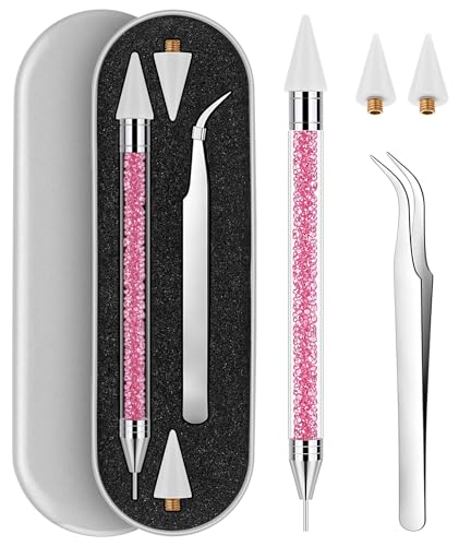 Tatuo Rhinestone Picker Tool Bedazzling Pen Dual Head, Light Pink - color: light pink