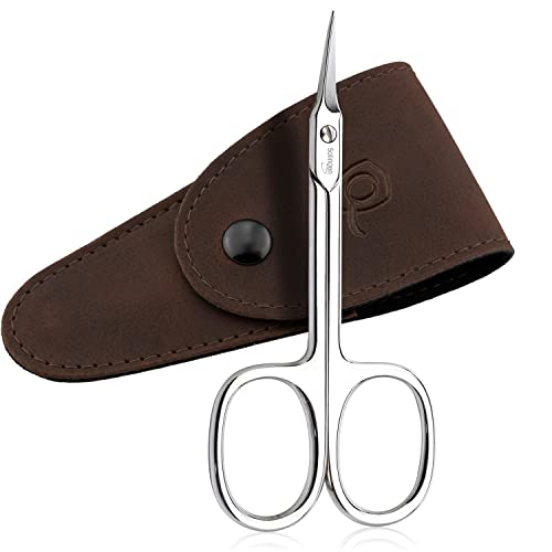 Solingen Cuticle Scissors made in Germany - with Curved Blade - Pedicure Beauty Grooming Kit for Nail, Eyebrow, Eyelash - Brown Tower Point - color: Brown Tower Point