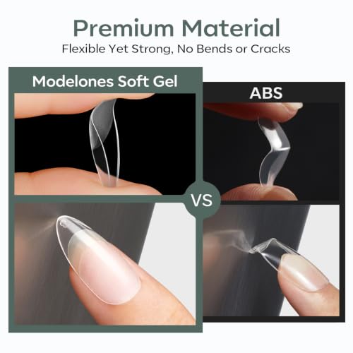 Modelones Medium Round Nail Tips 360pcs Soft Pre-etched Oval Press On Nail - color: A8-Medium Round Oval