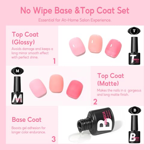 COSCELIA Jelly Gel Nail Polish 22 Colors with 3PCS Base Top Coat Translucent Pastel Nude Pink Green U V Gel Polish Soak Off Nail Gel Kit for Salon Home Nail Art - color: 21 Colors Jelly Gel Nail Polish 01