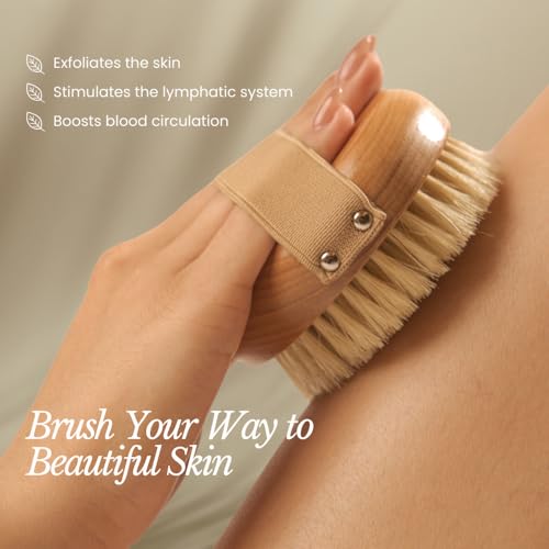 Bare Botanics Dry Brushing Body Brush for Lymphatic Drainage - size: 4-inch