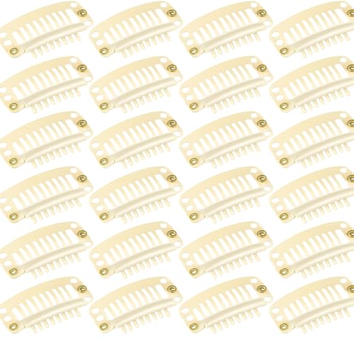 WILLBOND 30 Pcs Wig Clips Hair Extensions, 9-Teeth 32 Mm, Beige - color: Beige