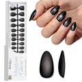 Beetles Black Cat Eye Press On Nails 96 Pcs, Matte Short Almond, 16 Sizes - color: 0 - Black CatEye - S