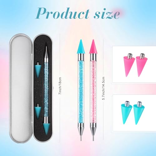 Tatuo 2 Pcs Rhinestone Picker Tool Kit with 2 Wax Head, Pink, Aqua - color: Pink, Aqua