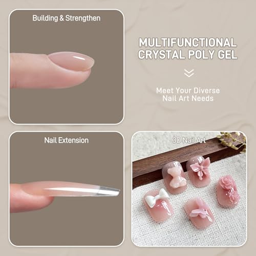 GAOY Watery Crystal Poly Gel for Nail Extensions, 30g, Nude Skin Tone 02