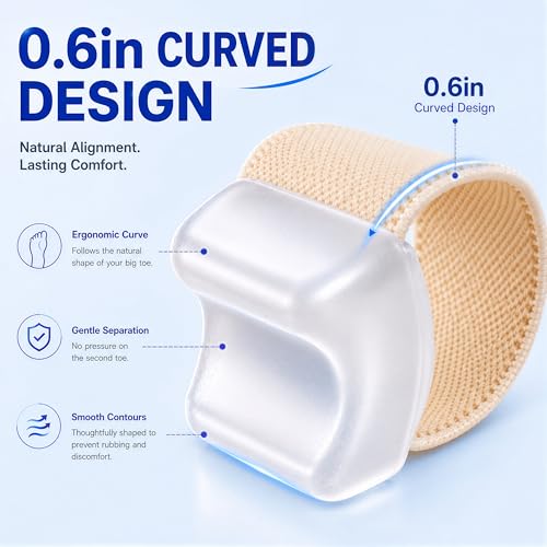 6 Pack Gel Toe Separators for Overlapping Toes, Big Toe Spacers,3 Size - color: Beige, size: LARGE: WOMEN(10.5-15)/MEM(9-14)