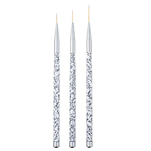 Tbestmax Professional Nail Art Liner Brush UV Gel Painting Acrylic Nail Brushes Striping Brushes for Short Strokes Details Blending Elongated Lines 3 pcs - color: 3pcs - White
