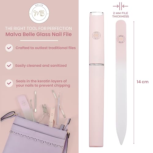 Malva Belle Crystal Glass Nail File for Women - Pastel Pink (2mm) - color: Pastel Pink, size: 2mm (Single)