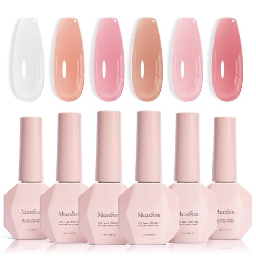 MelodySusie Jelly Gel Nail Polish Set Milky or Jelly Texture - color: Nude Pink Jelly Set
