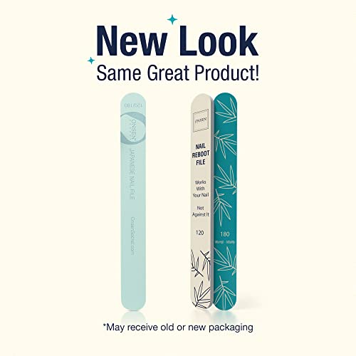 Onsen Secret Japanese Nail File - Professional 6-Pack Nail Files, Double Sided Natural & Acrylic Filers - 120/180 Grit - Disposable, Salon Smooth | Best Onsen File for Shiny Nails - size: 6 Nail Files