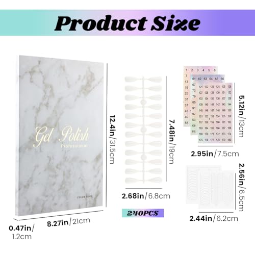 Nail Swatch Book 160 Colors, 240 False Tips with Number Sticker