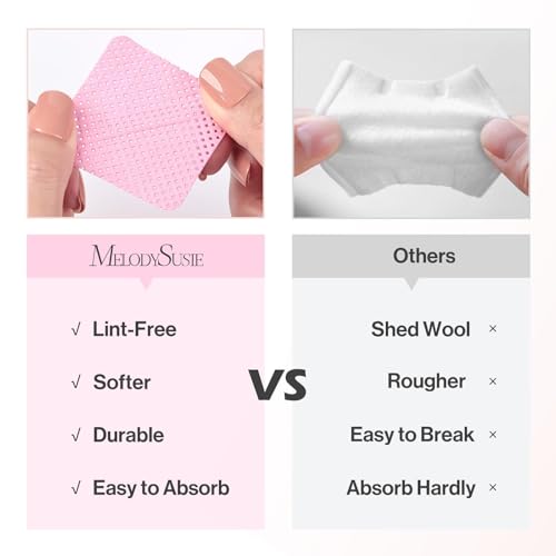 MelodySusie 900PCS Lint Free Nail Pink Wipes - size: 900pcs