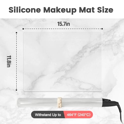 Silicone Makeup Mat for Vanity, 15.7" x 11.8" Heat Resistant Clear Desk Mat, Easy to Clean Water Vanity Protector Mat, Portable Makeup Accessories for Use While Traveling - size: 15.7" x 11.8"