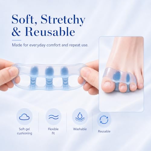 Bunion Corrector, Toe Separators for Women and Men, Big Toe Alignment to Original Shape, Toe Spacers (Blue)