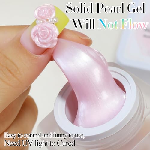 Double Rhythm 3D Nail Gel Pearl Solid Sculpting Gel for Nail Art Non-Sticky Hard for Building Carving Molding Extension Soak Off UV/LED Nail Art Salon Home DIY 0.5 Oz (Light Pink-Silk 03) - color: Light Pink