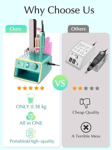 Nail Drill Machine Electric Nail File，All in One Nail Drill Set for Manicure Pedicure, Green - color: Green