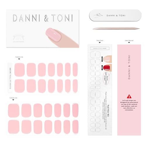 DANNI & TONI Semi Cured Gel Nail Strips Pale Pastel Pink Gel Nail Wraps 28 Stickers | Dreamy Blush - color: Dreamy Blush