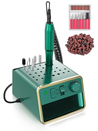 Beloving Nail Drill Machine Electric File, Portable for Acrylic Gel Dip Powder Nails, All in One Nail Drill Kit for Manicure Pedicure, Nail Set with Everything, Dark Green - color: Dark Green