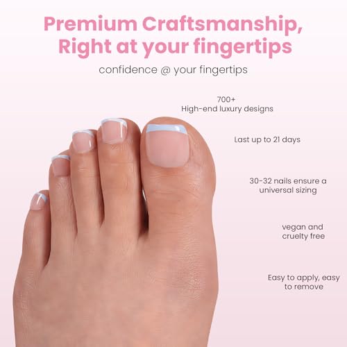 Nail Reformation Press On Toenails Natural Nude Short Square Fake Toe Nails - color: Pastel Sky