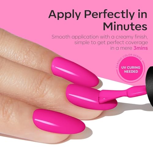 modelones Hot Pink Gel Nail Polish Soak Off UV/LED Gel Polish 15ML - color: A1-Hot Pink Solid