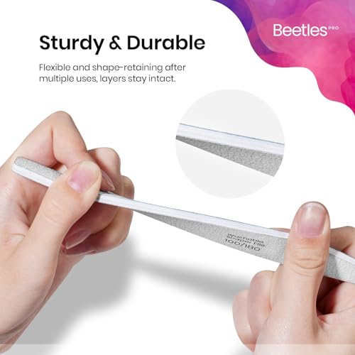 Beetles Pro 25-Pcs Nail File – Professional 100/180 Grit Double Sided - color: B-White-25