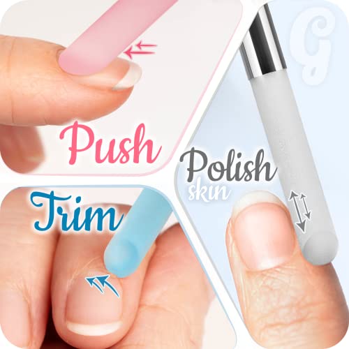 GLADZY Glass Cuticle Pusher - Manicure Cuticle Stick - Crystal Glass Cuticle Remover - Professional Nail Care Tool - Genuine Czech Quality Premium File Set - color: Glass Cuticle Pusher - Pink