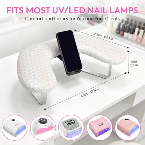 Arm Rest for Nails Tech, Manicure Hand Rest, U-shaped Armrest - color: White