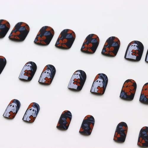 Halloween Press On Nails Medium Square Matte Black Fake Nails - color: Halloween26-Black-9