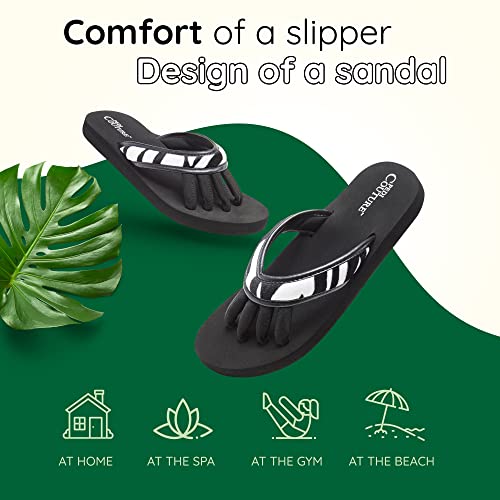 Pedi Couture Pedicure Sandals for Women with Built-In Toe Separators - color: Black/Zebra, size: X-Large