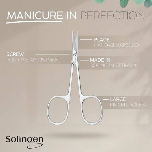 Solingen Curved Cuticle Scissors – Precision German Steel for Manicure & Pedicure, Eyebrow & Eyelash Grooming, Extra Sharp with Premium Storage Case - color: Brown Cuticle