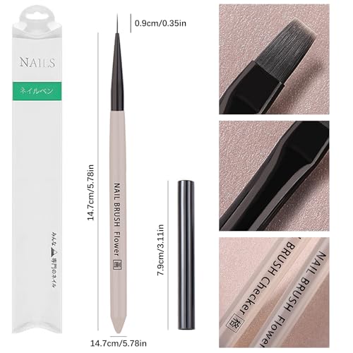 Nail Art Brushes for Drawing Petals & Leaves, Nails Design Painting Brush, Watercolor Paint Brush for Nails, Acrylic & Gel Nail Polish Brush for Manicure Salon & DIY Home Manicure - color: Flower Nail Brush