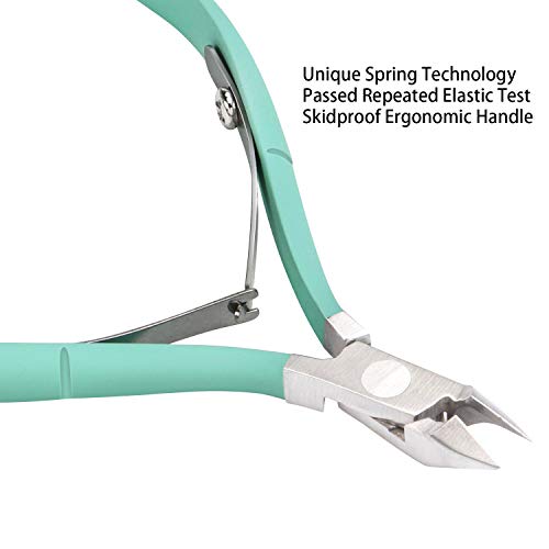 Ejiubas Cuticle Trimmer with Cuticle Pusher, Sharp Efficient Cutting, Green - color: Green