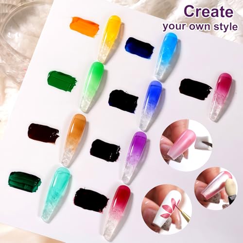 Gradient Painting Gel,9 Colors Ombre Gel Nail Polish Glazed Color - color: Dopamine Fructose