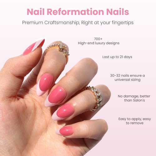 Nail Reformation Press On Nails, Rose Jelly | Pink Short Almond 32 Pcs - color: Rose Jelly
